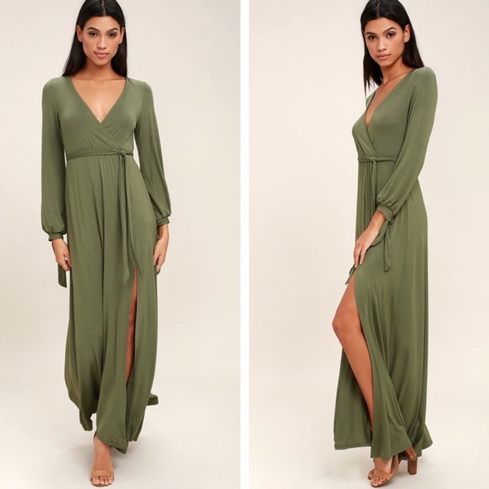 Lulus maxi dress olive green